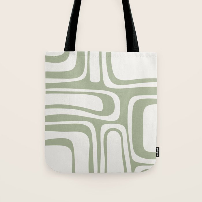 Palm Springs Mid Century Modern Abstract in Sage Green and Nearly White Tote Bag Gallery Image 1