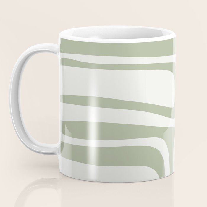 Palm Springs Mid Century Modern Abstract in Sage Green and Nearly White Coffee Mug Gallery Image 3