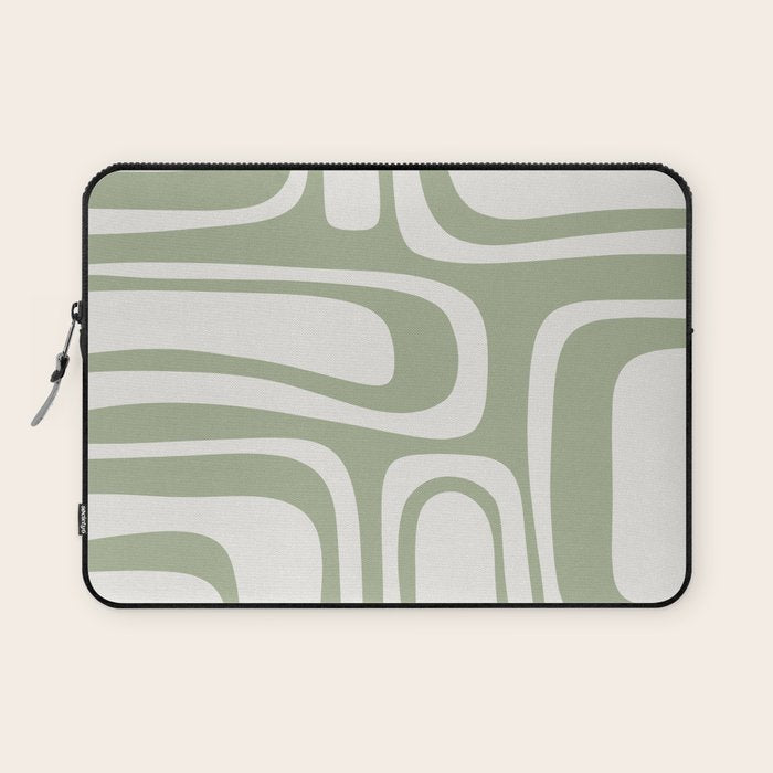 Palm Springs Mid Century Modern Abstract in Sage Green and Nearly White Laptop Sleeve Gallery Image 1