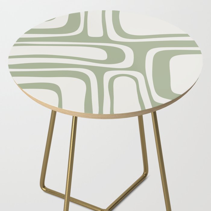 Palm Springs Mid Century Modern Abstract in Sage Green and Nearly White Side Table Gallery Image 2