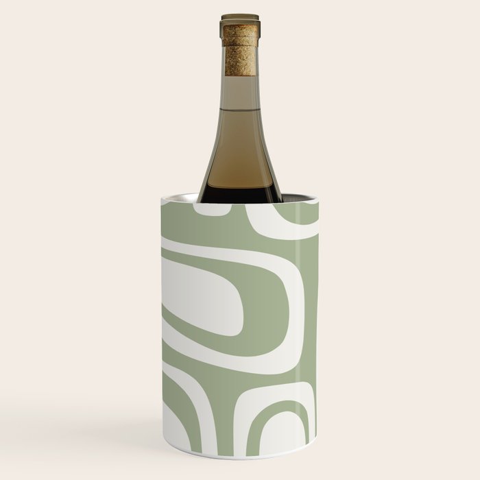 Palm Springs Mid Century Modern Abstract in Sage Green and Nearly White Wine Chiller Gallery Image 1