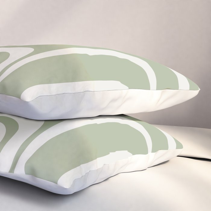Palm Springs Mid Century Modern Abstract in Sage Green and Nearly White Pillow Sham Gallery Image 3