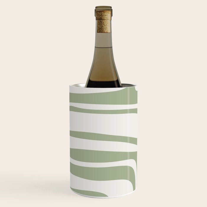 Palm Springs Mid Century Modern Abstract in Sage Green and Nearly White Wine Chiller Gallery Image 2