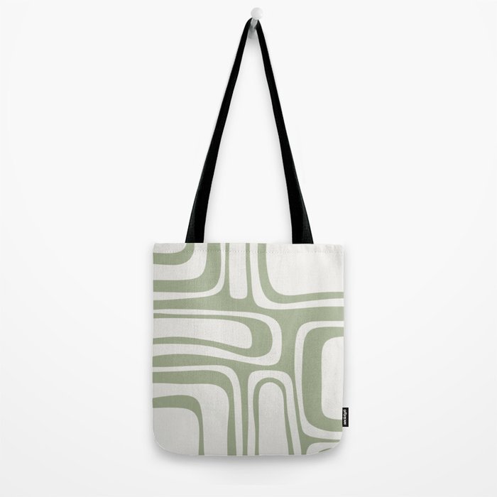 Palm Springs Mid Century Modern Abstract in Sage Green and Nearly White Tote Bag Gallery Image 2