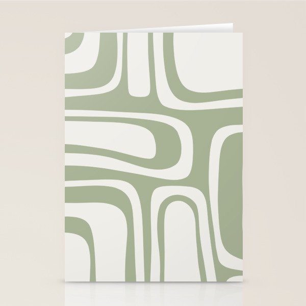 Palm Springs Mid Century Modern Abstract in Sage Green and Nearly White Stationery Card Gallery Image 2