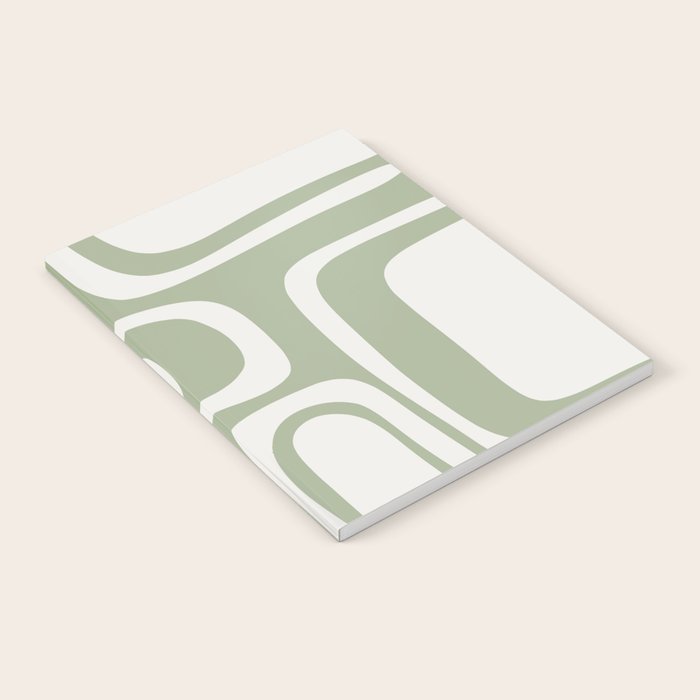 Palm Springs Mid Century Modern Abstract in Sage Green and Nearly White Notebook Gallery Image 1