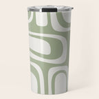 Palm Springs Mid Century Modern Abstract in Sage Green and Nearly White Travel Mug Gallery Image 1