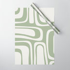 Palm Springs Mid Century Modern Abstract in Sage Green and Nearly White Wrapping Paper Gallery Image 1