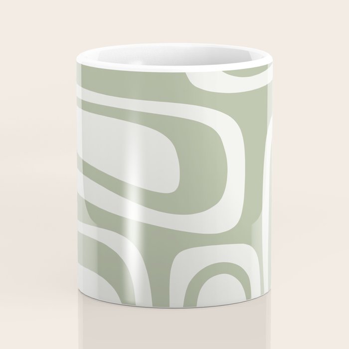Palm Springs Mid Century Modern Abstract in Sage Green and Nearly White Coffee Mug Gallery Image 4