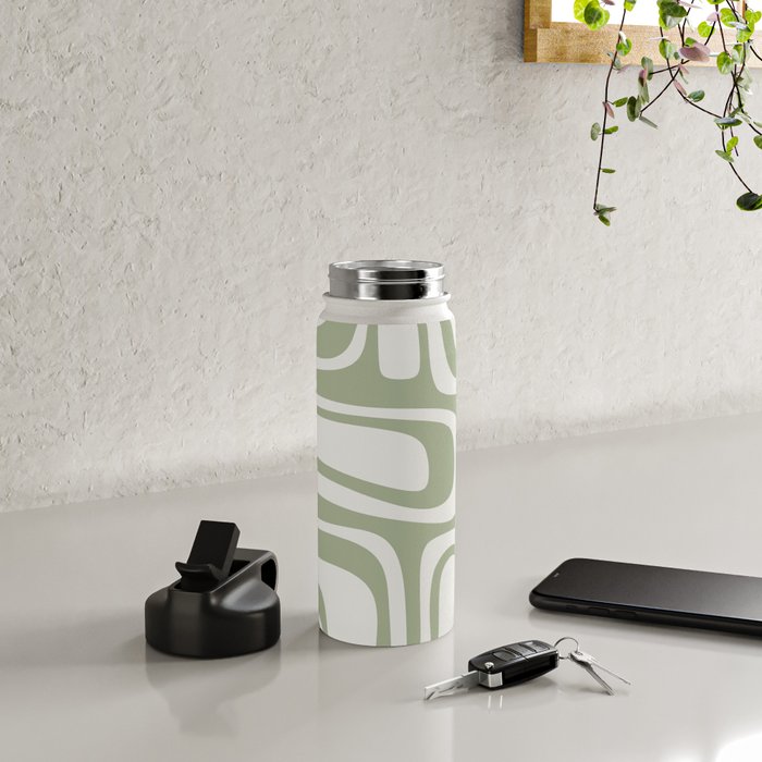 Palm Springs Mid Century Modern Abstract in Sage Green and Nearly White Water Bottle Gallery Image 4