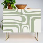 Palm Springs Mid Century Modern Abstract in Sage Green and Nearly White Credenza Gallery Image 1