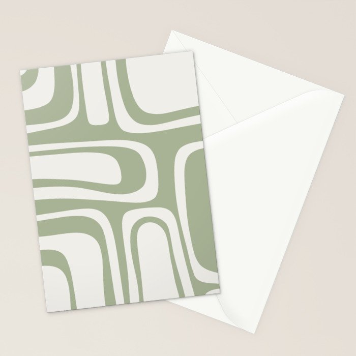 Palm Springs Mid Century Modern Abstract in Sage Green and Nearly White Stationery Card Gallery Image 2
