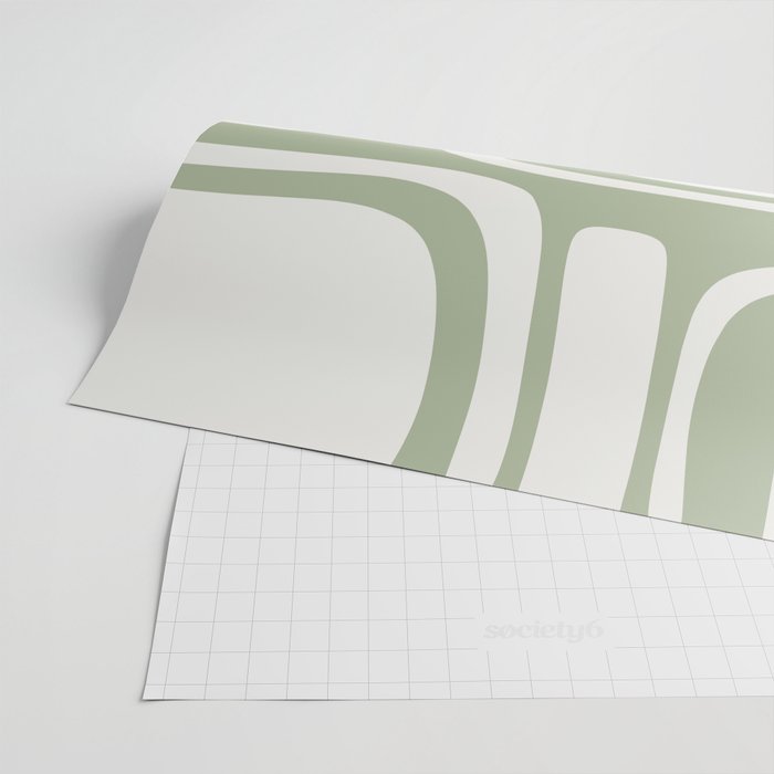 Palm Springs Mid Century Modern Abstract in Sage Green and Nearly White Wrapping Paper Gallery Image 2