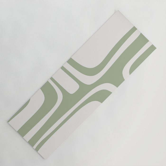 Palm Springs Mid Century Modern Abstract in Sage Green and Nearly White Yoga Mat Gallery Image 1