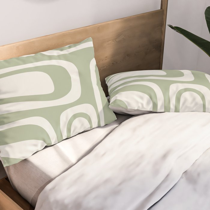 Palm Springs Mid Century Modern Abstract in Sage Green and Nearly White Pillow Sham Gallery Image 2