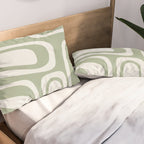 Palm Springs Mid Century Modern Abstract in Sage Green and Nearly White Pillow Sham Gallery Image 2