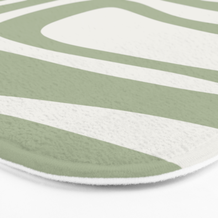 Palm Springs Mid Century Modern Abstract in Sage Green and Nearly White Bath Mat Gallery Image 3