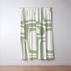 Palm Springs Mid Century Modern Abstract in Sage Green and Nearly White Window Curtain Gallery Image 3