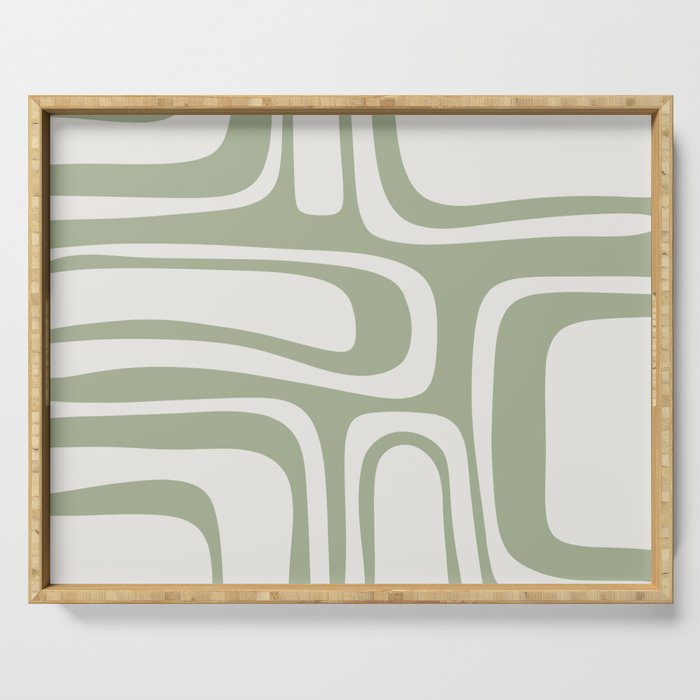 Palm Springs Mid Century Modern Abstract in Sage Green and Nearly White Serving Tray Gallery Image 1