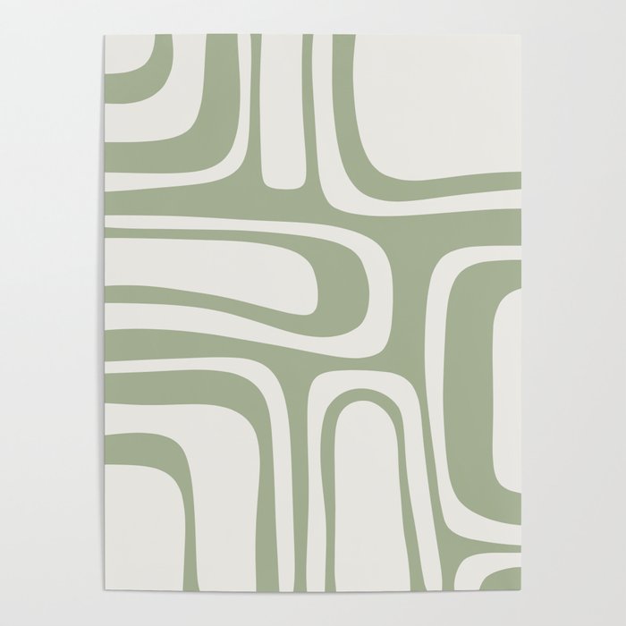 Palm Springs Mid Century Modern Abstract in Sage Green and Nearly White Poster Gallery Image 4