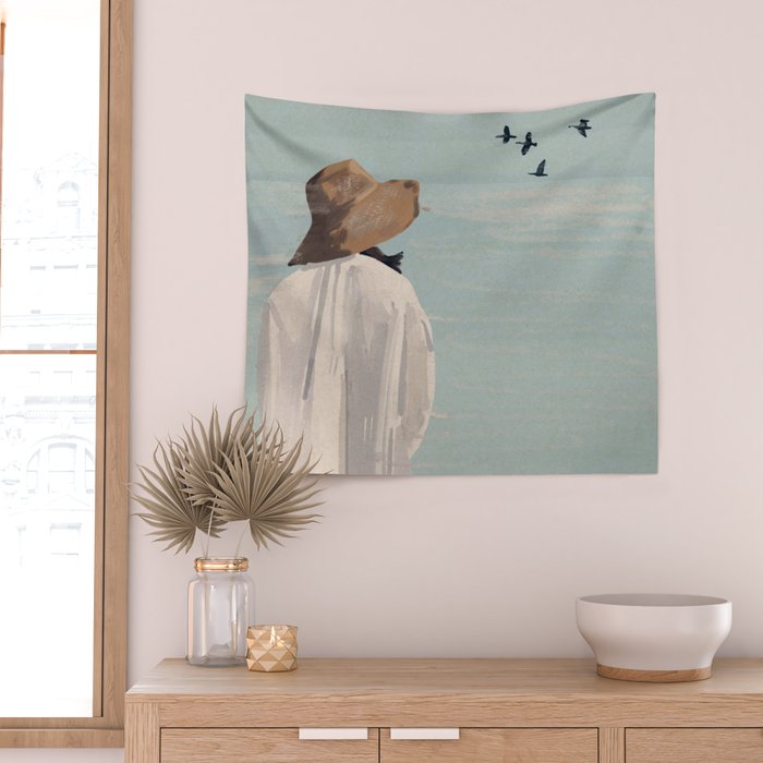 Dreaming by the Sea Wall Tapestry Gallery Image 2