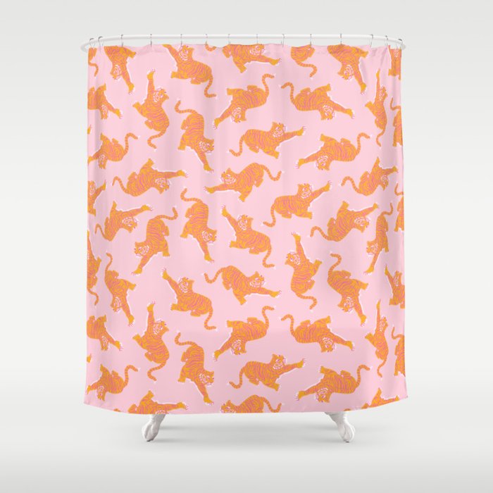 Year of the Tiger - Pink/Orange Shower Curtain Gallery Image 1