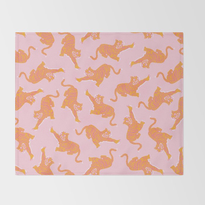 Year of the Tiger - Pink/Orange Throw Blanket Gallery Image 2
