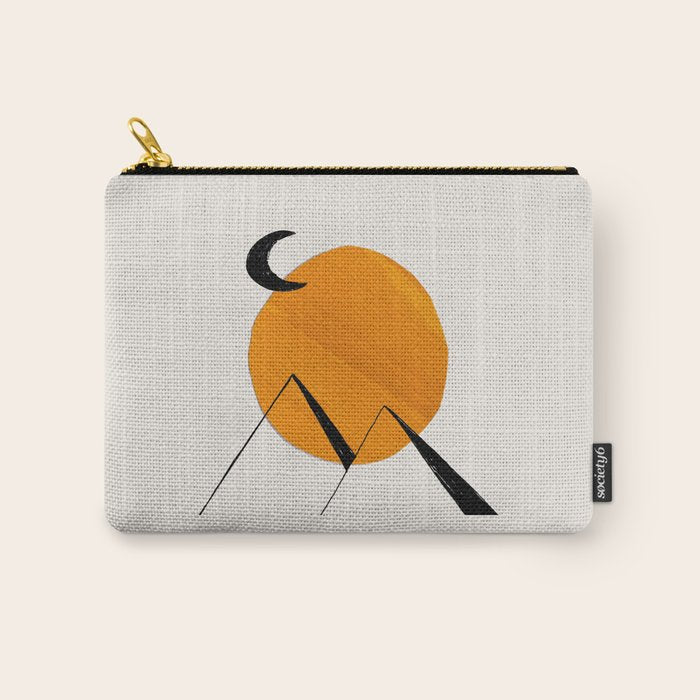 Minimalist Minimal Mid Century Abstract Middle Eastern Egypt Ancient Ruins Pyramids Moon Ejaaz Hanif Carry All Pouch Gallery Image 1