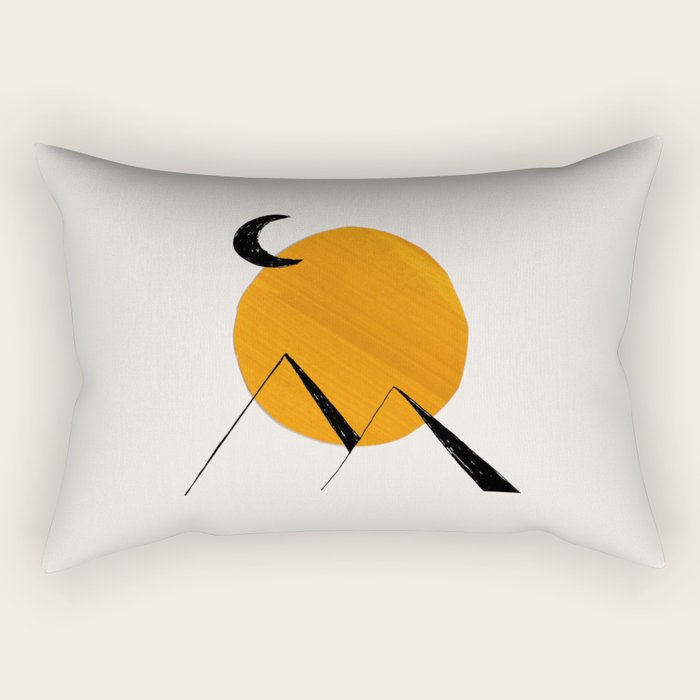 Minimalist Minimal Mid Century Abstract Middle Eastern Egypt Ancient Ruins Pyramids Moon Ejaaz Hanif Rectangular Pillow Gallery Image 1