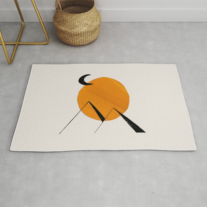 Minimalist Minimal Mid Century Abstract Middle Eastern Egypt Ancient Ruins Pyramids Moon Ejaaz Hanif Rug Gallery Image 1