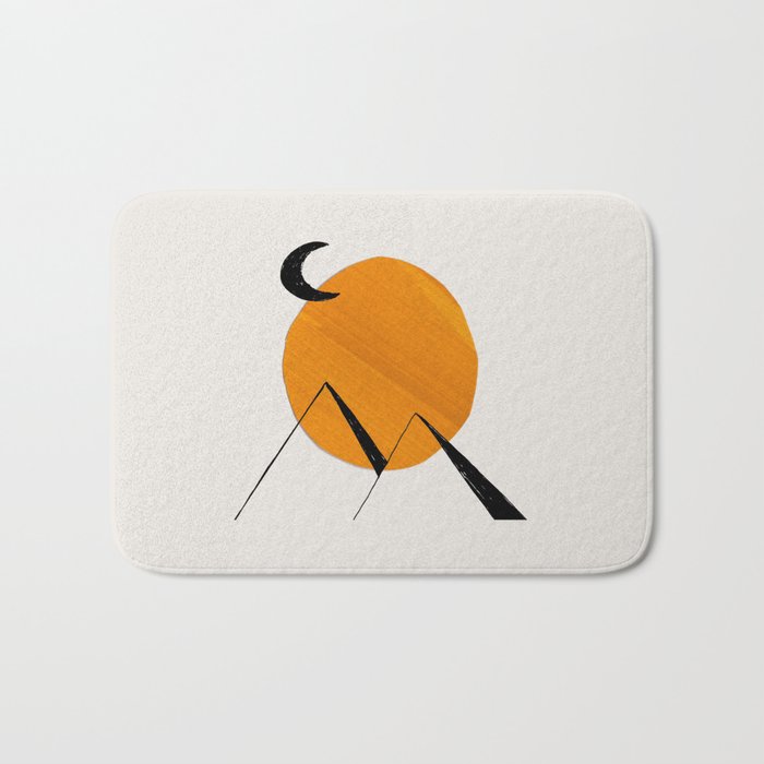 Minimalist Minimal Mid Century Abstract Middle Eastern Egypt Ancient Ruins Pyramids Moon Ejaaz Hanif Bath Mat Gallery Image 1