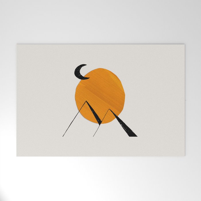 Minimalist Minimal Mid Century Abstract Middle Eastern Egypt Ancient Ruins Pyramids Moon Ejaaz Hanif Welcome Mat Gallery Image 1