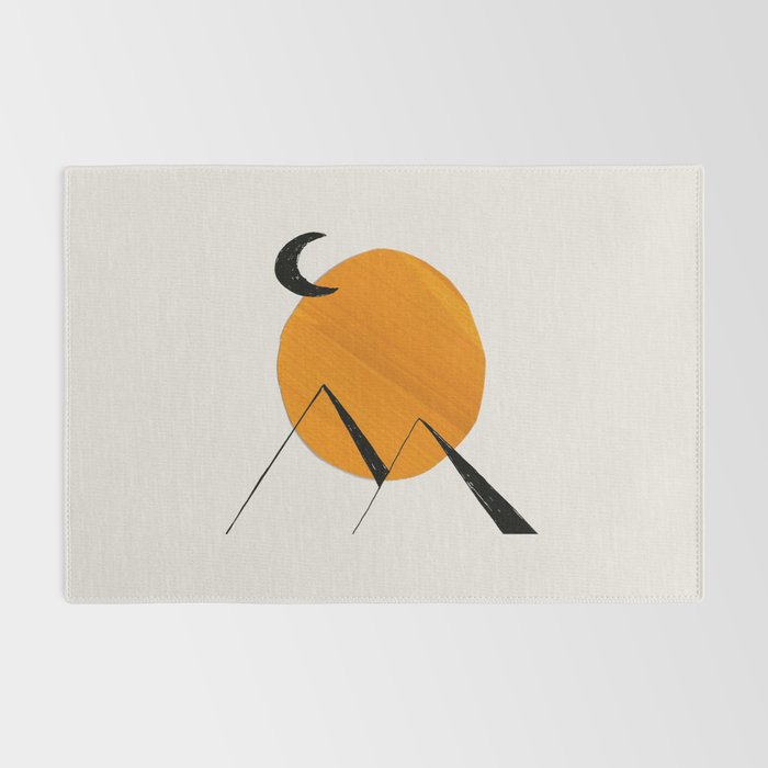 Minimalist Minimal Mid Century Abstract Middle Eastern Egypt Ancient Ruins Pyramids Moon Ejaaz Hanif Rug Gallery Image 2