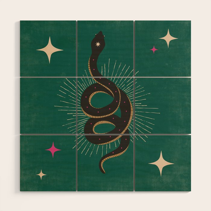 Slither - Green Wood Wall Art
