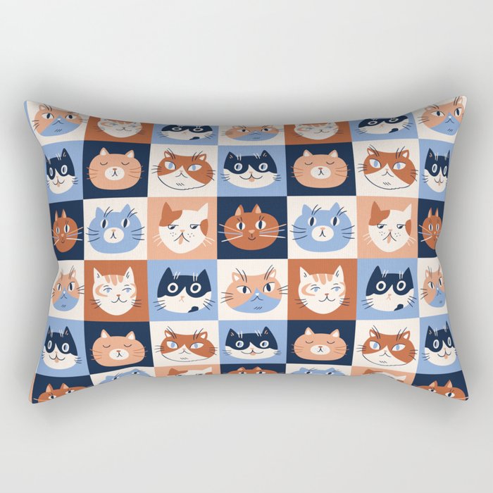 Colorful checkered cat pattern Rectangular Pillow Gallery Image 2