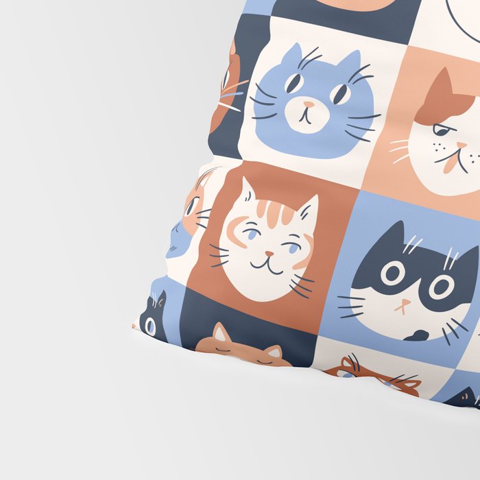 Colorful checkered cat pattern Pillow Sham Gallery Image 4