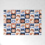 Colorful checkered cat pattern Welcome Mat Gallery Image 1