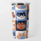 Colorful checkered cat pattern Travel Mug Gallery Image 1