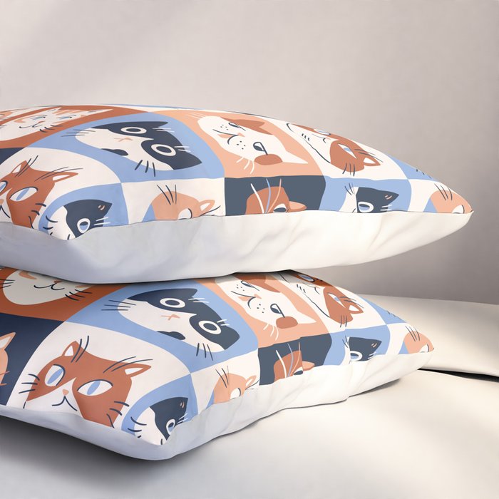 Colorful checkered cat pattern Pillow Sham Gallery Image 3