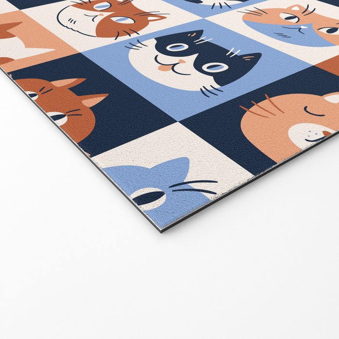 Colorful checkered cat pattern Welcome Mat Gallery Image 2