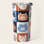 Colorful checkered cat pattern Travel Mug Gallery Image 2