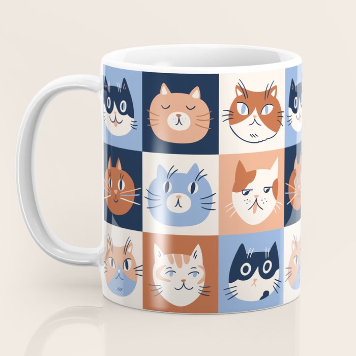 Colorful checkered cat pattern Coffee Mug Gallery Image 3