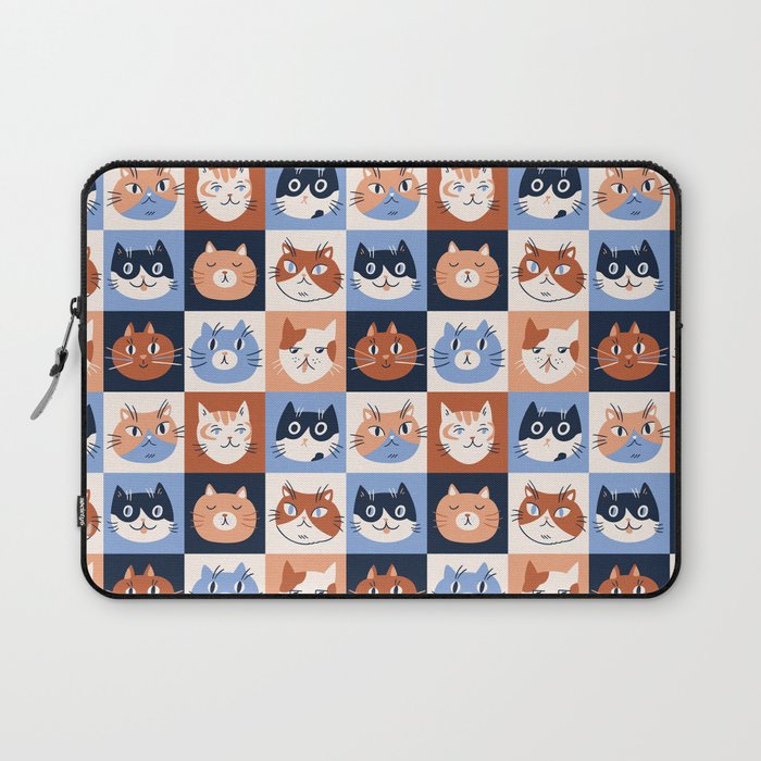 Colorful checkered cat pattern Laptop Sleeve Gallery Image 1