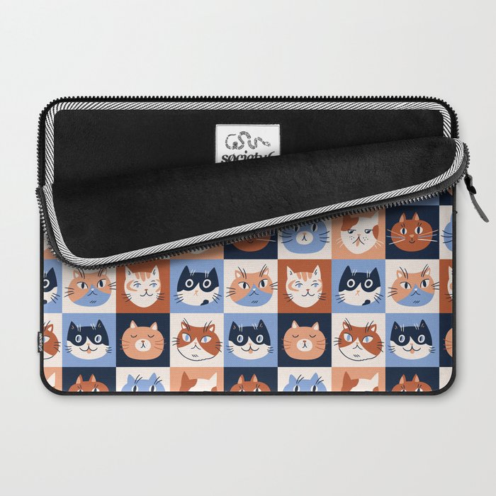 Colorful checkered cat pattern Laptop Sleeve Gallery Image 2