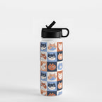 Colorful checkered cat pattern Water Bottle Gallery Image 1