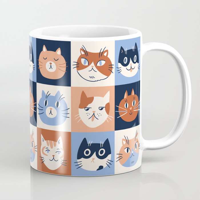 Colorful checkered cat pattern Coffee Mug Gallery Image 1