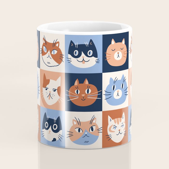 Colorful checkered cat pattern Coffee Mug Gallery Image 4