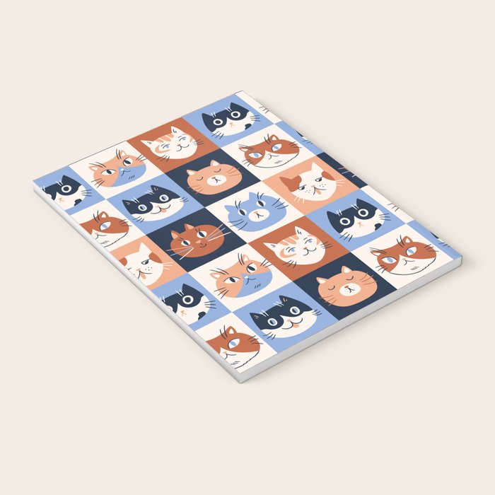 Colorful checkered cat pattern Notebook Gallery Image 3