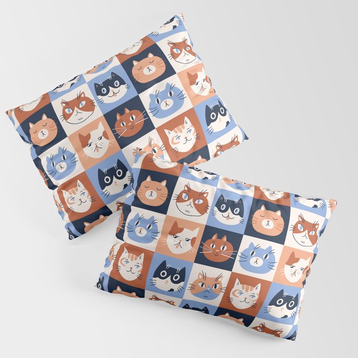 Colorful checkered cat pattern Pillow Sham Gallery Image 3