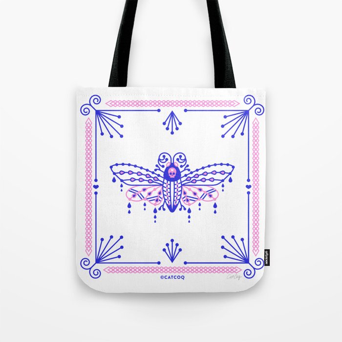 Death's Head Hawkmoth - Indigo & Pink Palette Tote Bag Gallery Image 1